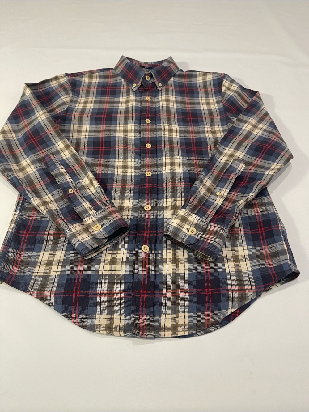 Abercrombie & Fitch Men's XS Slim Fit Plaid Flannel Cotton Shirt Blue/Red.#0738